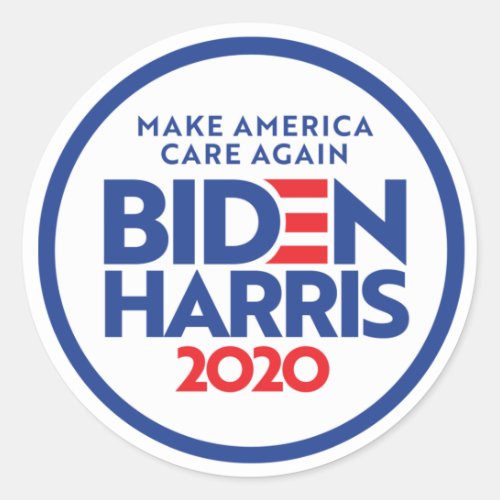 BIDEN HARRIS 2020 Make America Care Again Classic Round Sticker