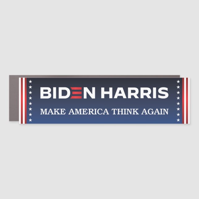 Biden Harris 2020 Make America Think Again Bumper Car Magnet (Front)