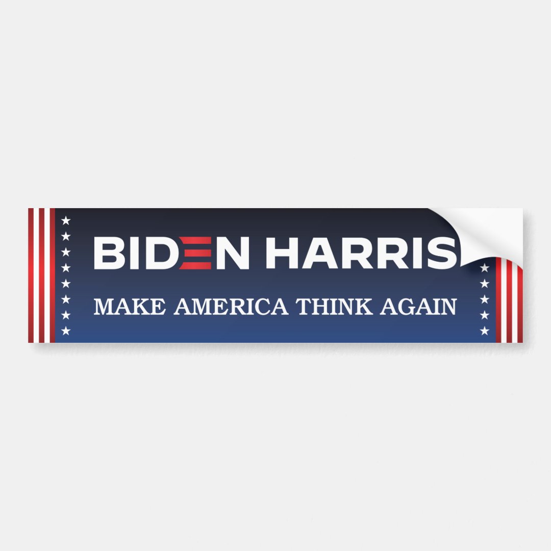 Biden Harris 2020 Make America Think Again Bumper Sticker | Zazzle