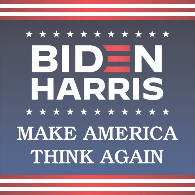 Biden Harris 2020 Make America Think Again Bumper Sticker (Front)