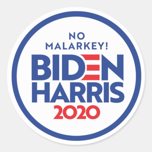 BIDEN HARRIS 2020 No Malarkey Classic Round Sticker