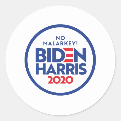 BIDEN HARRIS 2020 No Malarkey Classic Round Sticker