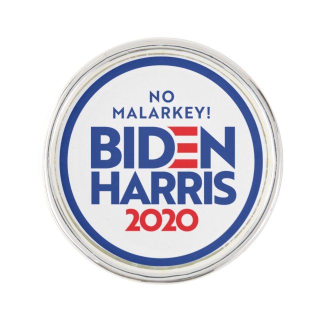 BIDEN HARRIS 2020: No Malarkey Lapel Pin (Front)