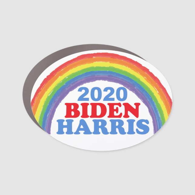 Biden Harris 2020 Rainbow Car Magnet (Front)