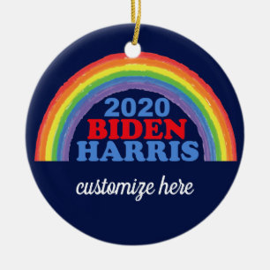 Biden Harris 2020 Rainbow Custom Christmas Ceramic Ornament