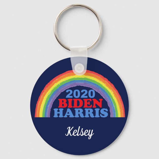 Biden Harris 2020 Rainbow Custom Keychain (Front)