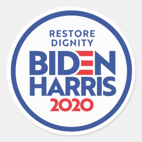 BIDEN HARRIS 2020 Restore Dignity Classic Round Sticker