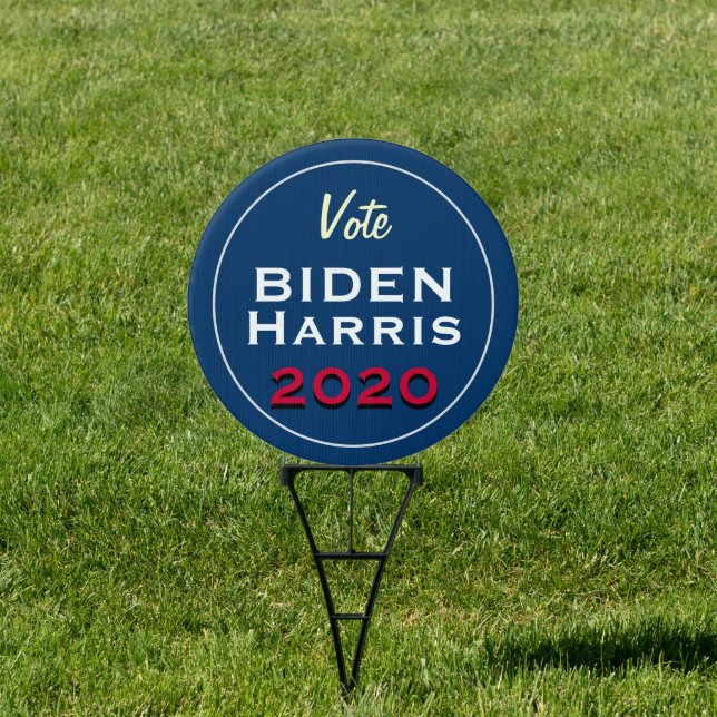 BIDEN HARRIS 2020 Round Retro Yard Sign (Insitu)