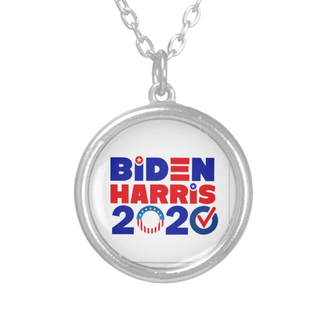 BIDEN / HARRIS 2020 SILVER PLATED NECKLACE (Front)