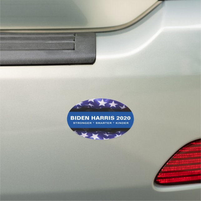 Biden Harris 2020 Stronger Kinder Smarter Oval Car Magnet (In Situ)
