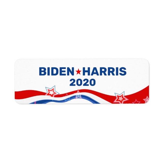 Biden Harris 2020 text and USA flag Label (Front)