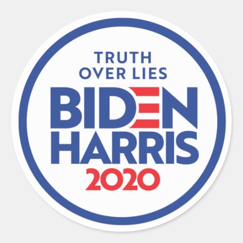 BIDEN HARRIS 2020 Truth Over Lies Classic Round Sticker