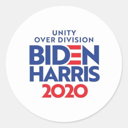 BIDEN HARRIS 2020 _ Unity Over Division Classic Round Sticker