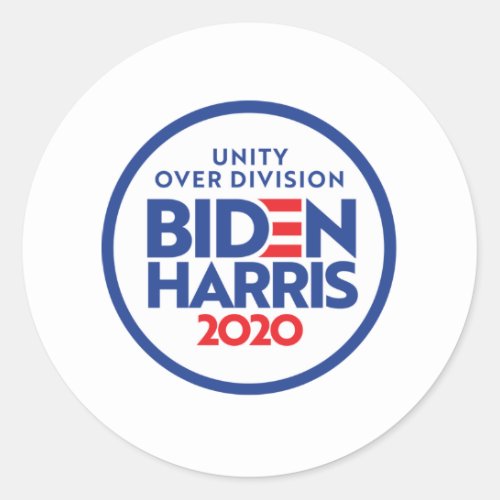 BIDEN HARRIS 2020 Unity Over Division Classic Round Sticker