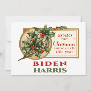 Biden/Harris 2020 Vintage Christmas Floral Holiday Card