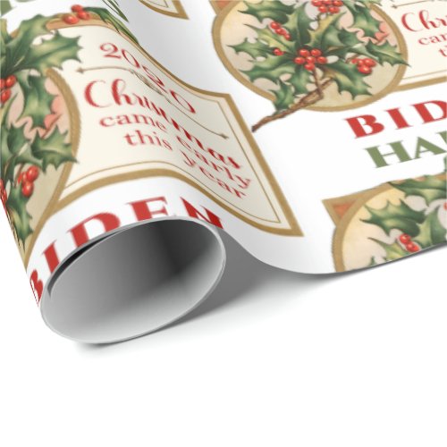 BidenHarris 2020 Vintage Christmas Floral Wrapping Paper