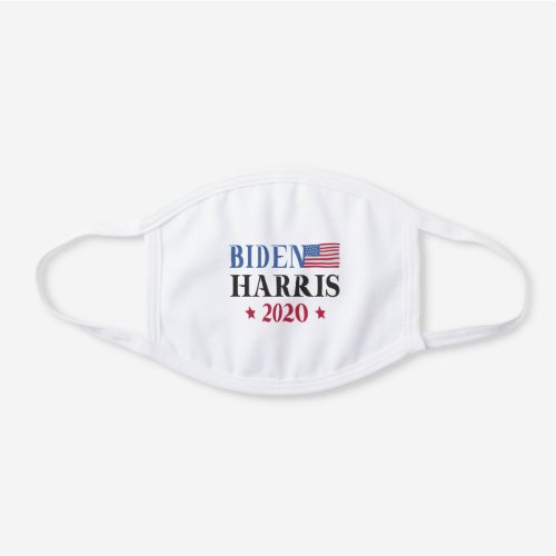Biden Harris 2020 White Cotton Face Mask