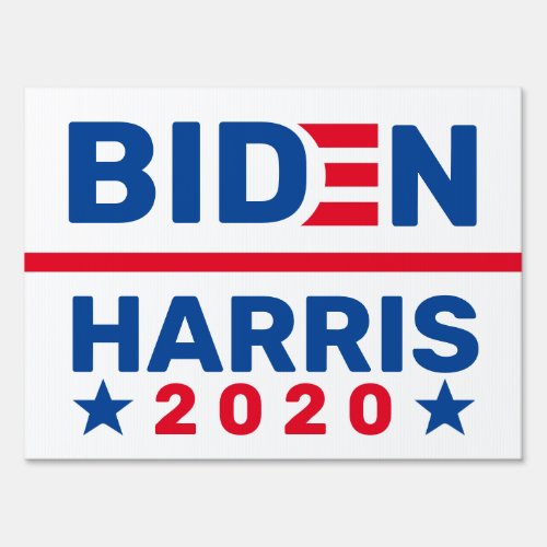 Biden Harris 2020 White Red Blue Stars Election Sign