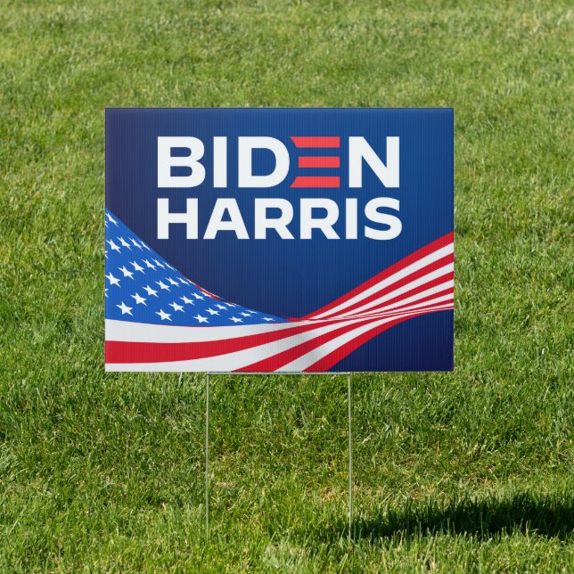Biden Harris 2024 American flag lawn Sign (Insitu)
