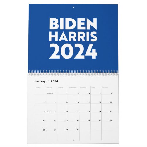 Biden Harris 2024 blue white modern typography Calendar