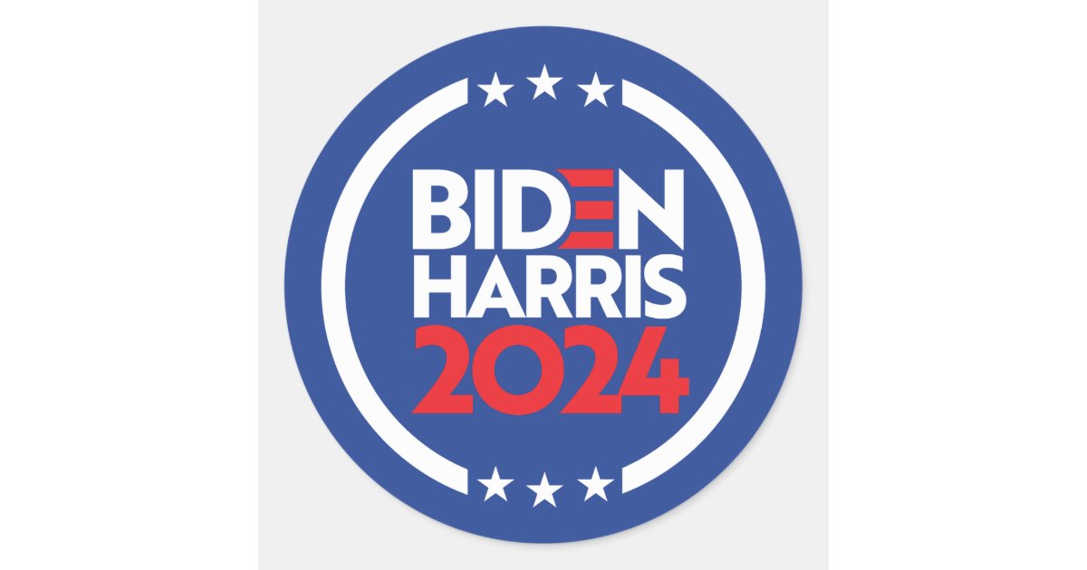 Biden Harris 2024 Classic Round Sticker Zazzle