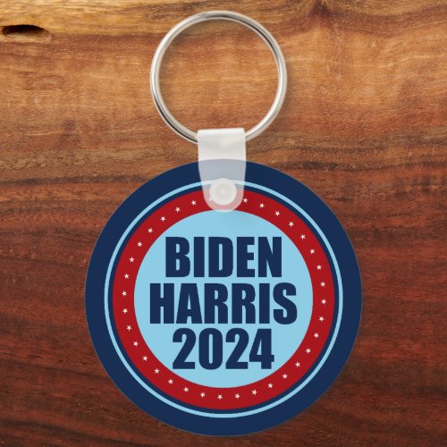 Biden Harris 2024 Election Blue Red Political Keychain