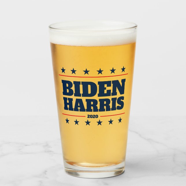 Biden Harris 2024 election democrat party beer Glass (Front Filled)