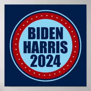 Biden Harris 2024 Election Democrat Political Blue Poster