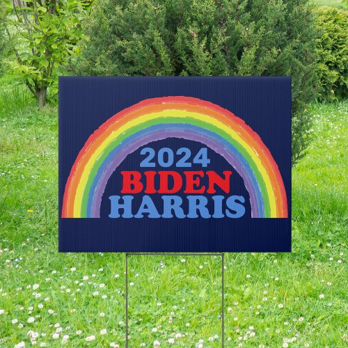 Biden Harris 2024 Election Rainbow Yard Sign