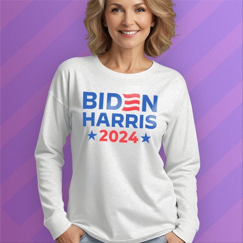 Biden Harris 2024 election vote blue long sleeve T_Shirt