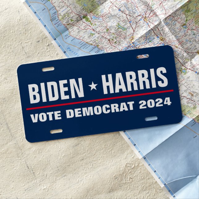 Biden Harris 2024 election vote democrat political License Plate (In Situ)
