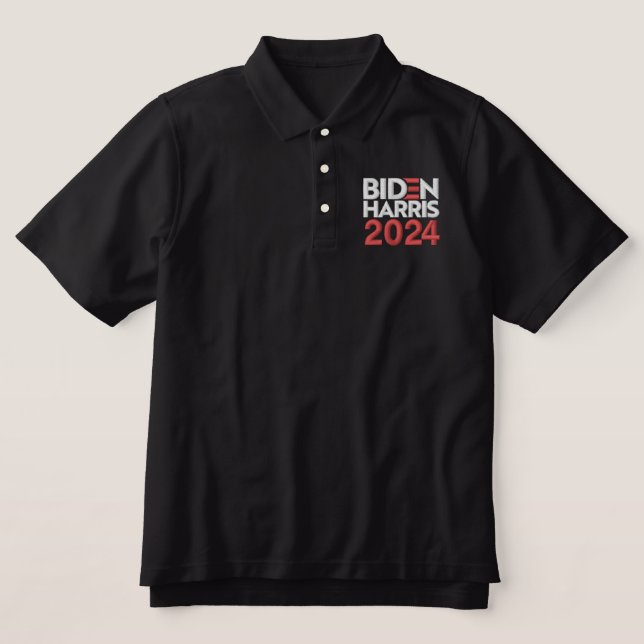 Biden Harris 2024 Embroidered Polo Shirt (Design Front)
