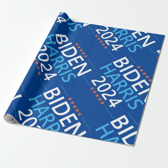Biden Harris 2024 for President US Election Wrapping Paper (Unrolled)