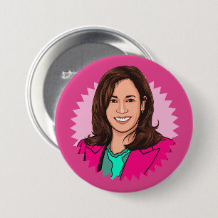 Biden Harris 2024 in Pink Button