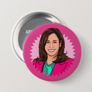 Biden Harris 2024 in Pink Button