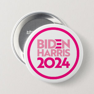 Biden Harris 2024 in Pink Button