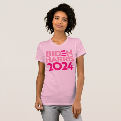 Biden Harris 2024 in Pink T_Shirt