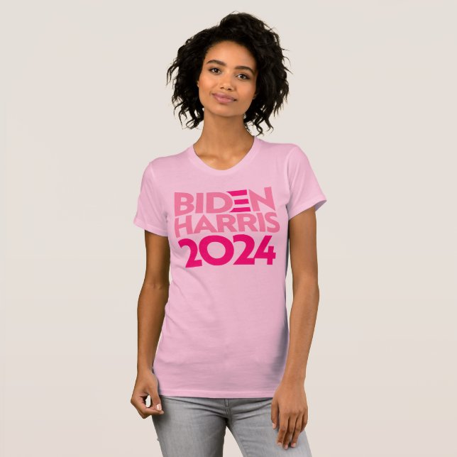 Biden Harris 2024 in Pink T-Shirt (Front Full)
