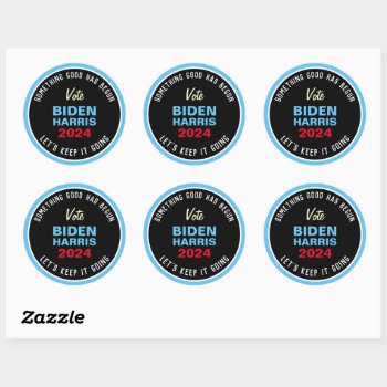 Biden Harris 2024 Keep It Going Classic Round Sticker by oddFrogg at Zazzle