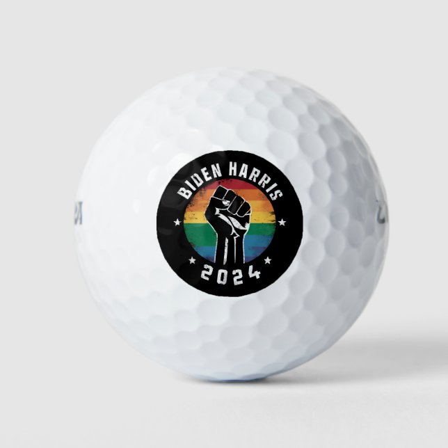 Biden Harris 2024 LGBT Rainbow Gay Pride Election  Golf Balls (Front)