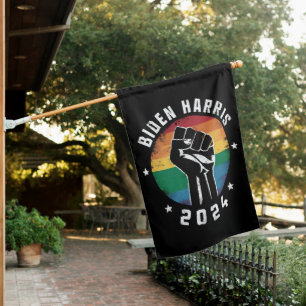 Biden Harris 2024 LGBT Rainbow Gay Pride Election  House Flag