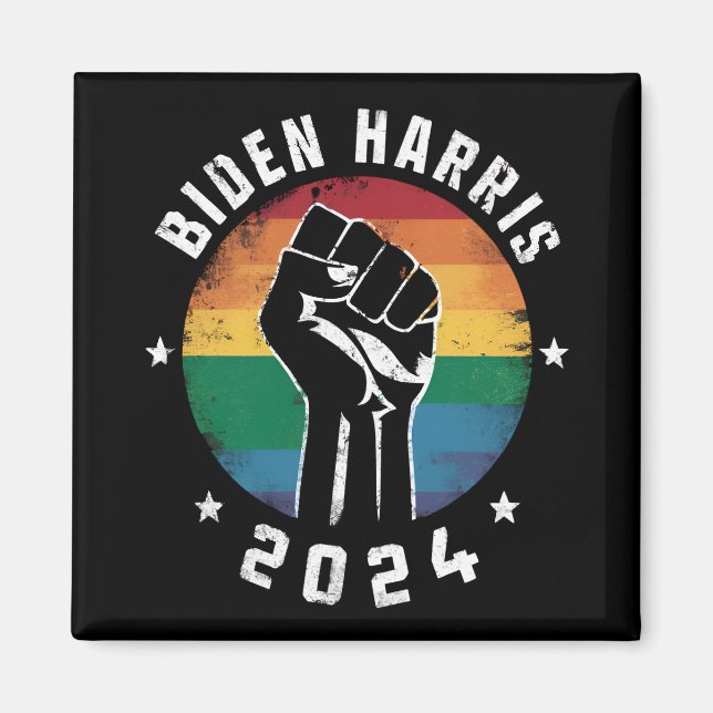 Biden Harris 2024 LGBT Rainbow Gay Pride Election  Magnet (Front)