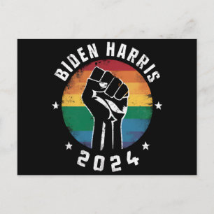 Biden Harris 2024 LGBT Rainbow Gay Pride Election Postcard