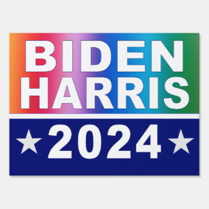 Biden Harris 2024 LGBTQ Rainbow Yard Sign