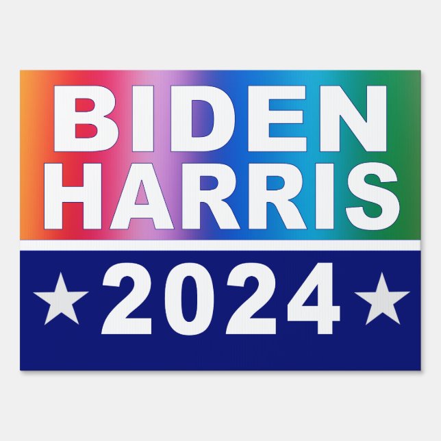 Biden Harris 2024 LGBTQ Rainbow Yard Sign  (Front)