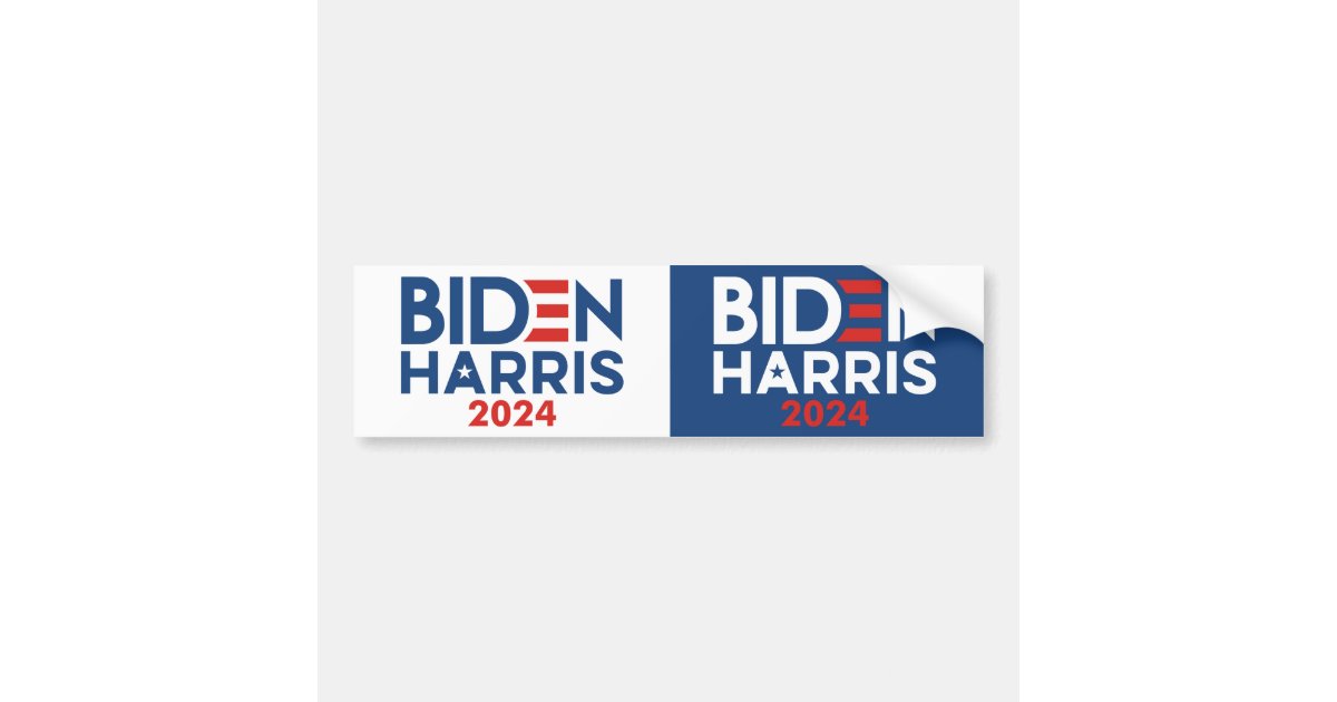 Biden Harris 2024 logo Cut in Half for 2 Bumper Sticker Zazzle