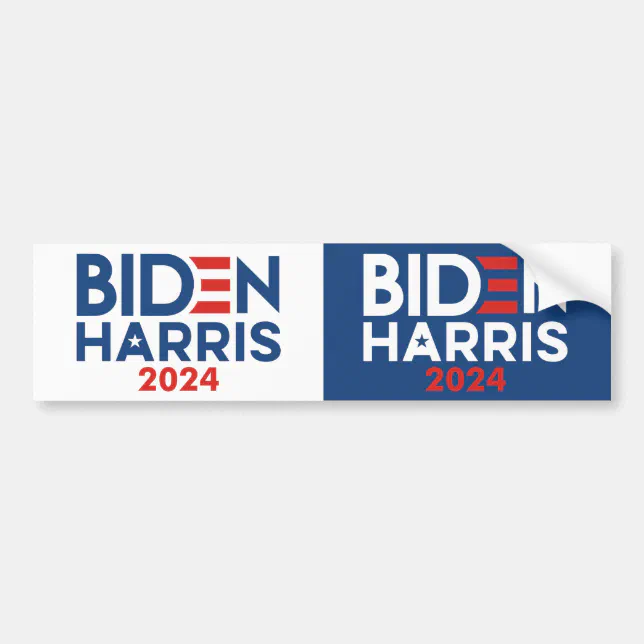 Biden Harris 2024 logo Cut in Half for 2 Bumper Sticker Zazzle