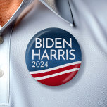 Biden Harris 2024 - Modern Wave Design Button<br><div class="desc">A modern campaign button with a navy blue radient background and waving red and white stripes. You can change the text or leave it as a campaign button for Joe Biden in 2024. Are you looking for campaign materials that you can personalize? This modern flag wave design is fresh and...</div>