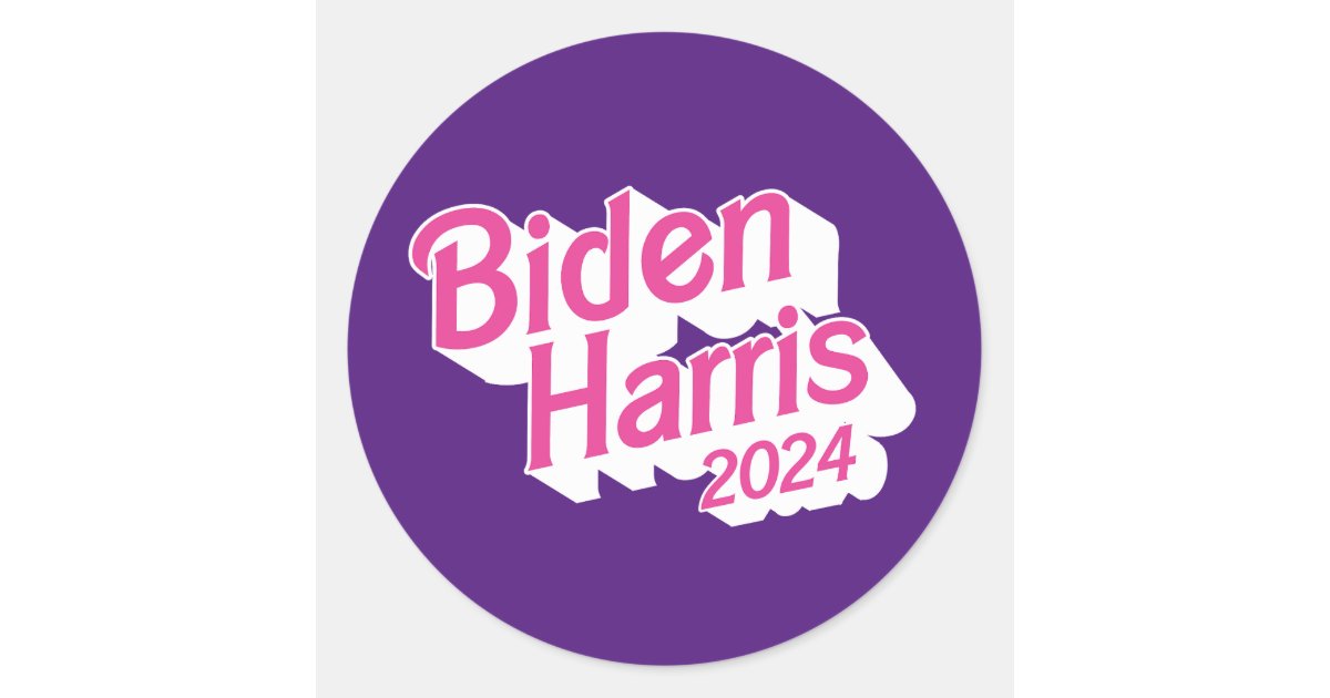 Biden Harris 2024 (Pink) Classic Round Sticker Zazzle