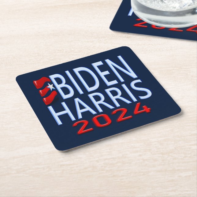Biden Harris 2024 Presidential Election Square Paper Coaster (Angled)